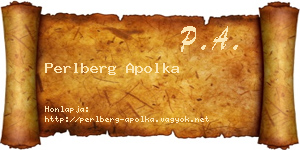 Perlberg Apolka névjegykártya
